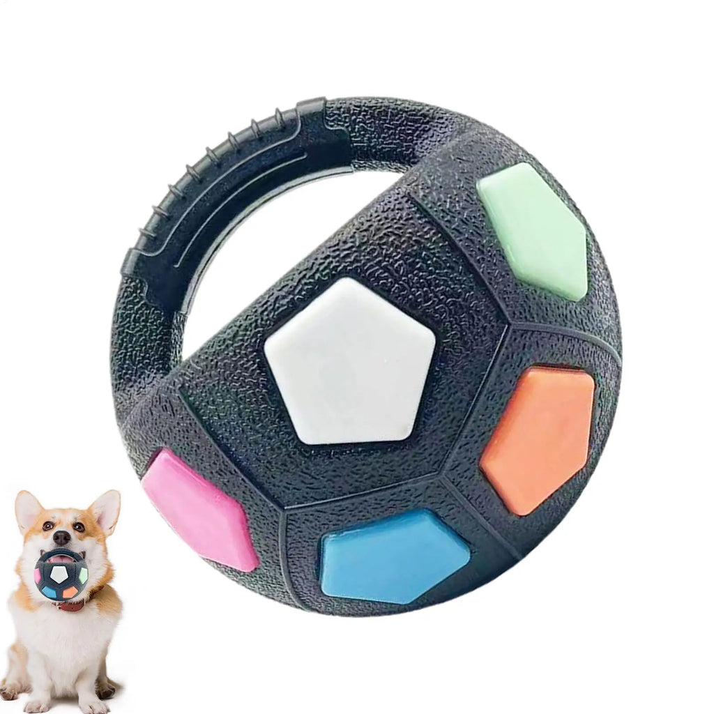 Dog Toys Soccer Ball with Handle Outside Squeaky Floating for Tug of War Dog Tug Toy for Small Mudiem Large Breed Playing Gifts