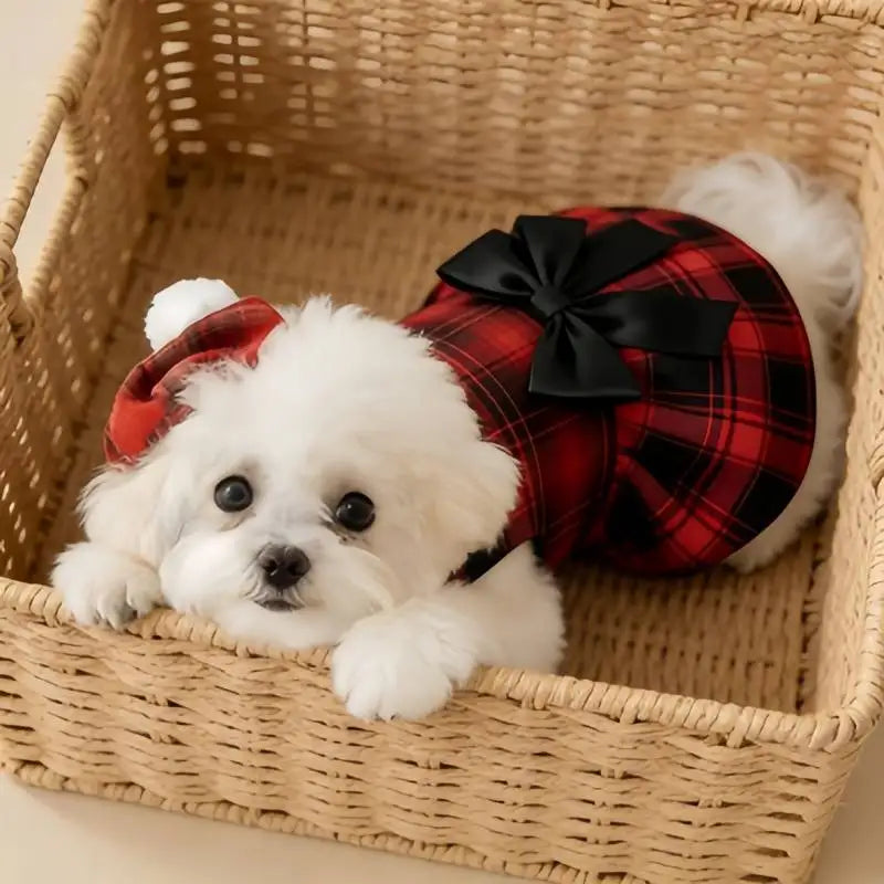 Pet Dog Clothes Plaid Shirt Suit Tie Gown Spring Summer Puppy Coat Teddy Bear Pomeranian Vest Small-Medium Dog Cat Pet Costume