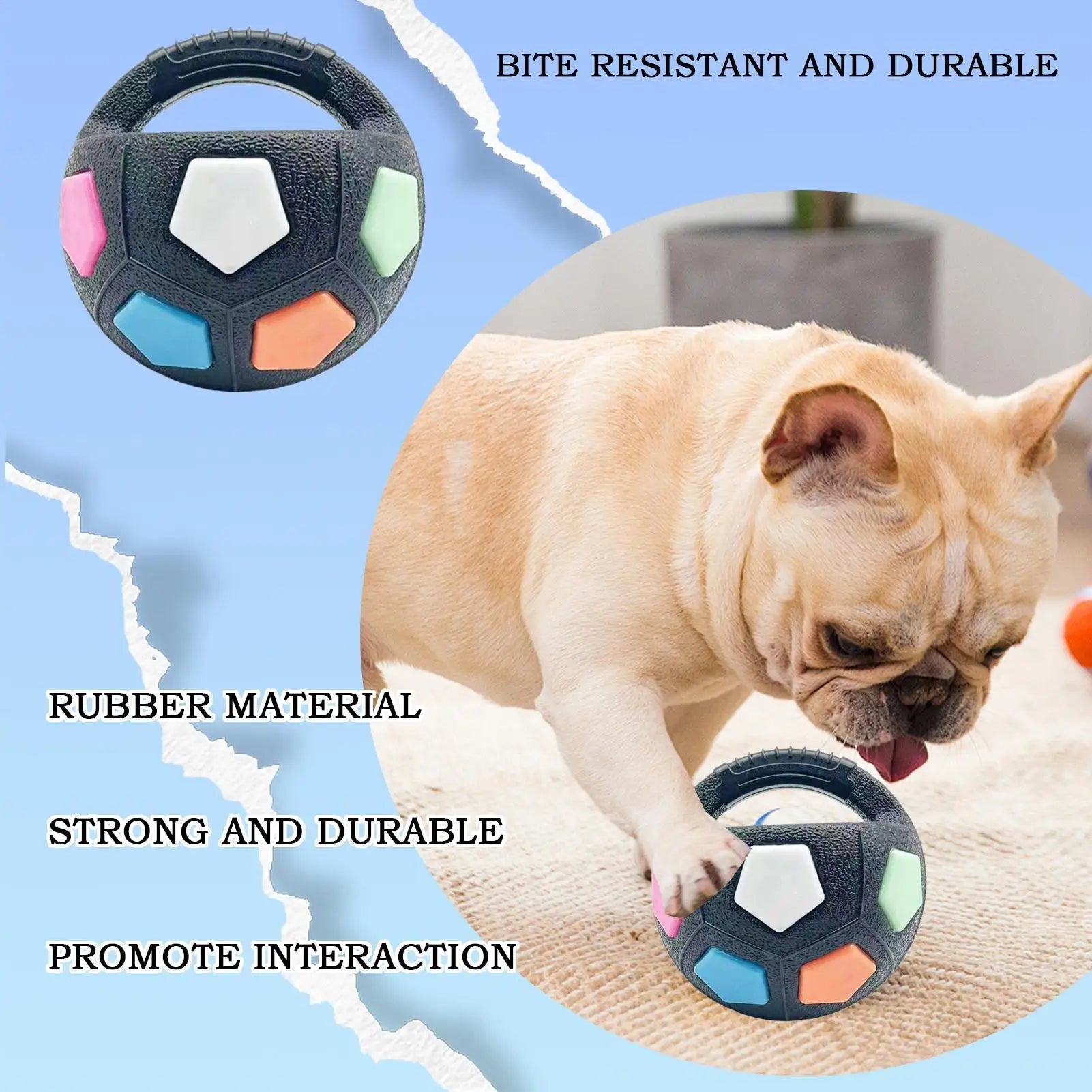Dog Toys Soccer Ball with Handle Outside Squeaky Floating for Tug of War Dog Tug Toy for Small Mudiem Large Breed Playing Gifts